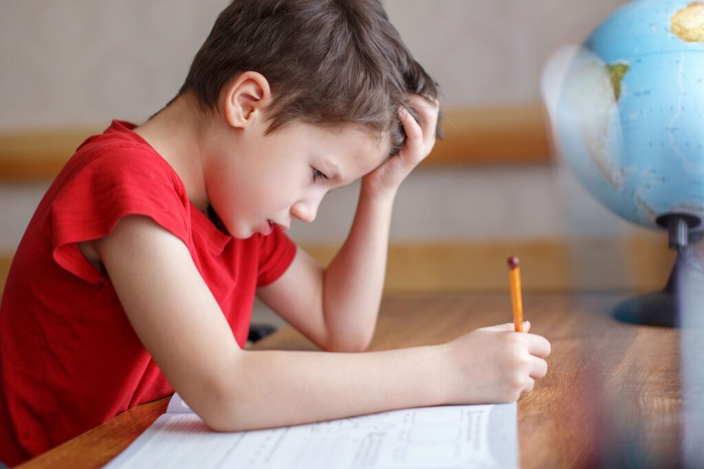 child frustrated learning
