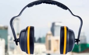 a pair of over the head headphones