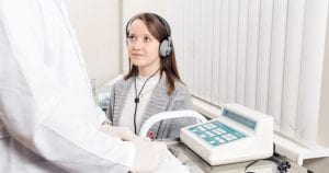 hearing test of patient with advanced equipment