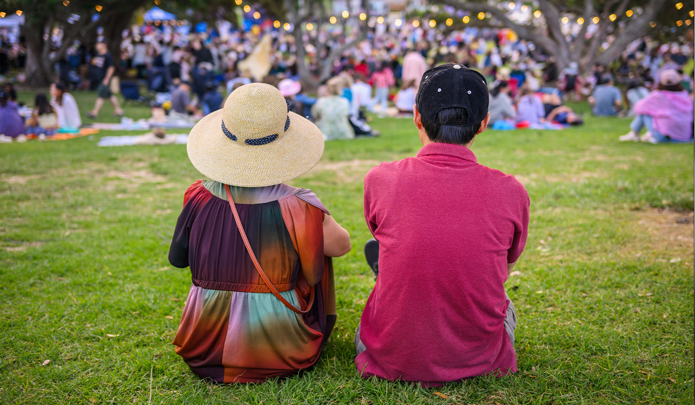 music mature couple listening to music at outdoor concert