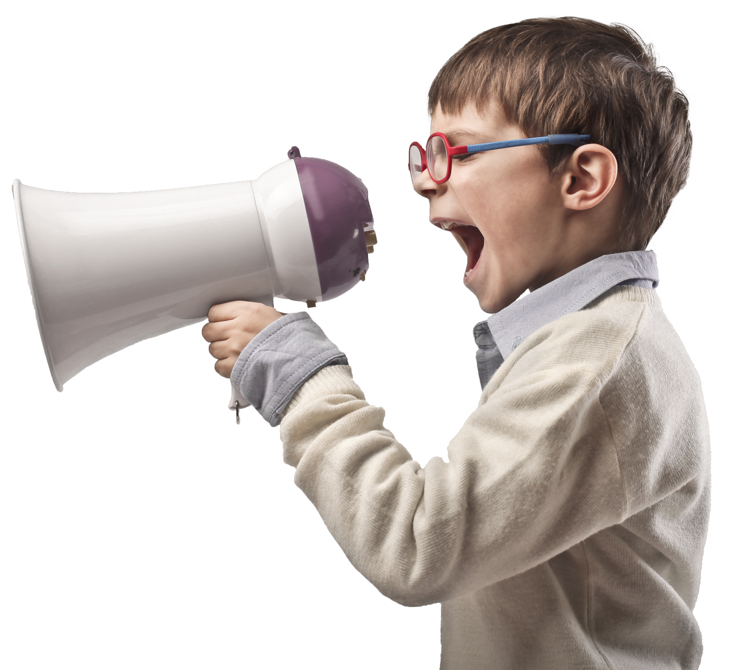 boy yelling in megaphone
