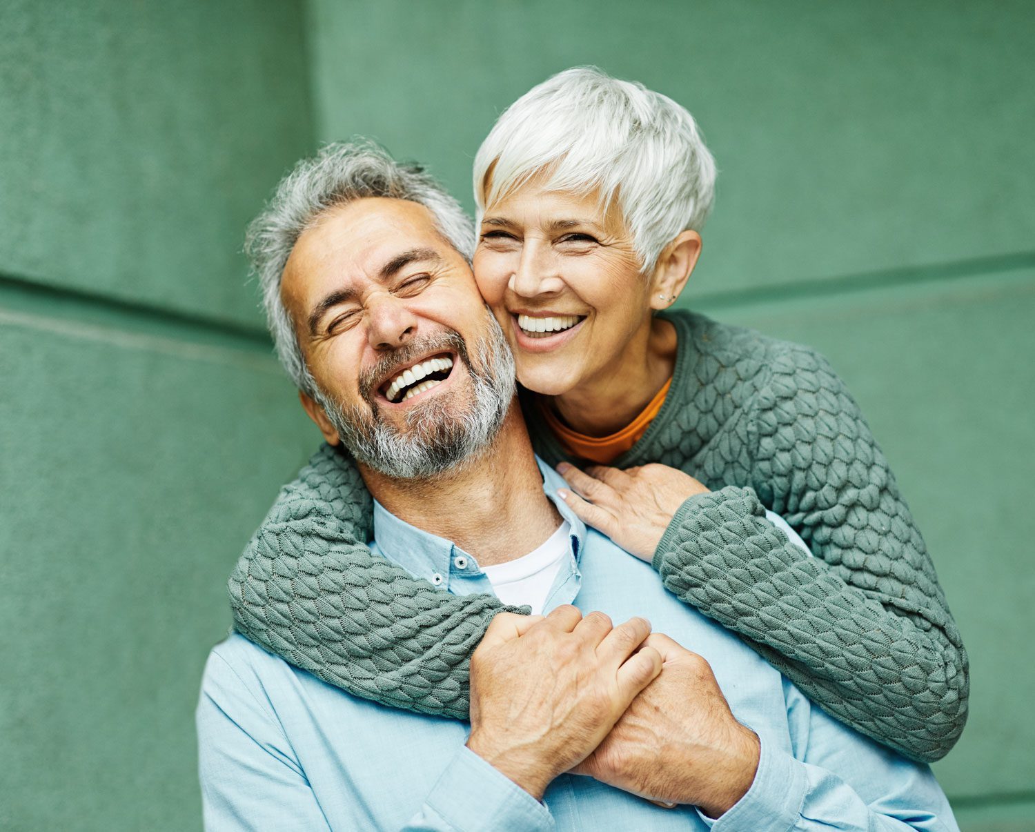 senior couple hugging