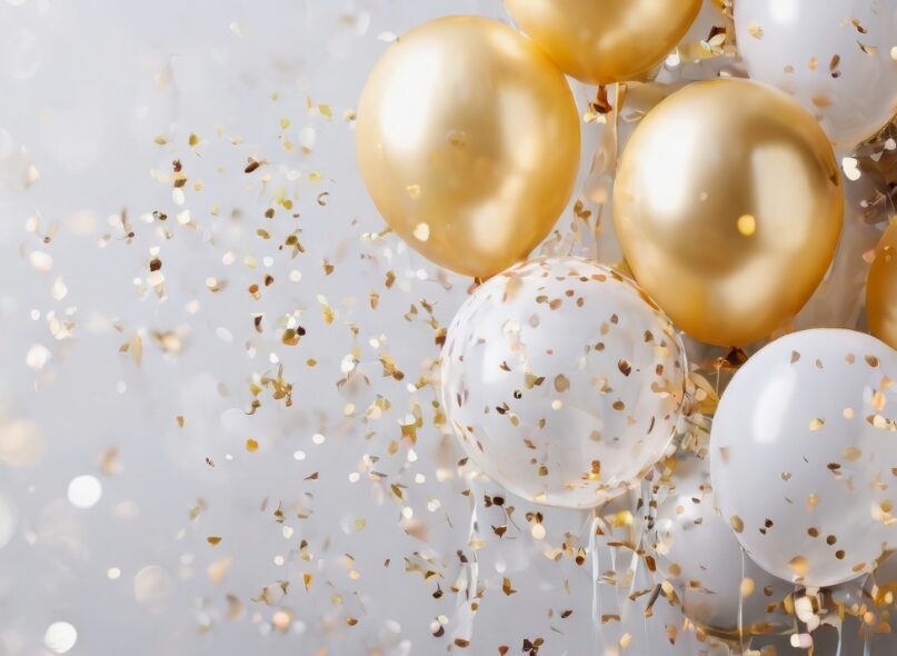 balloons gold white
