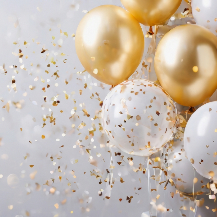 balloons gold white