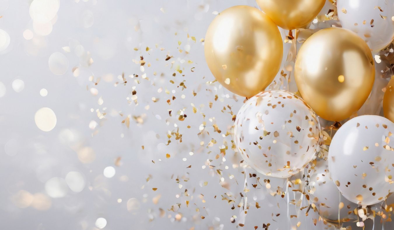 balloons gold white