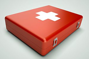 red and white first aid kit