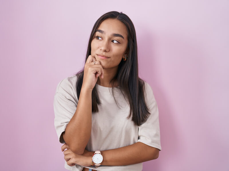 woman is pondering something deeply