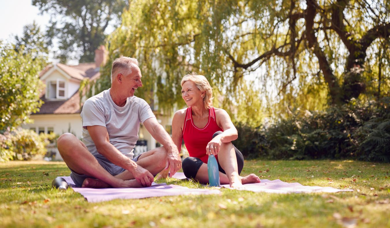 exercise mature couple resting