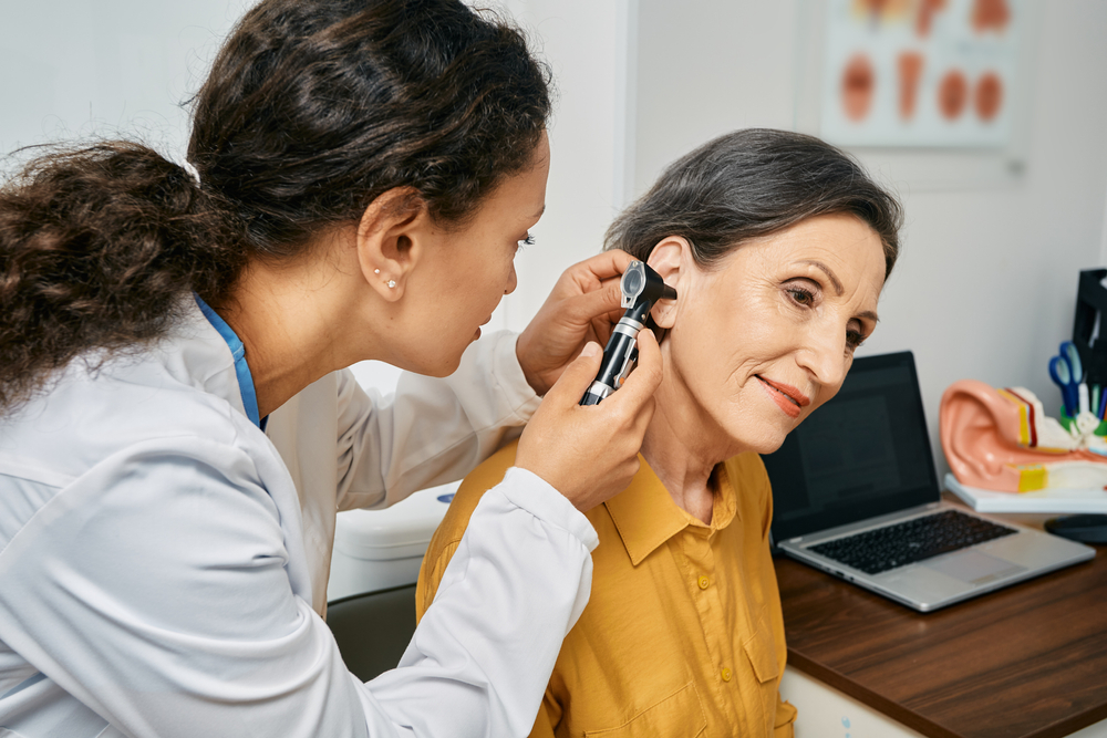 Hearing,Exam,For,Elderly,Citizen,People ,Otolaryngologist,Doctor,Checking,Mature