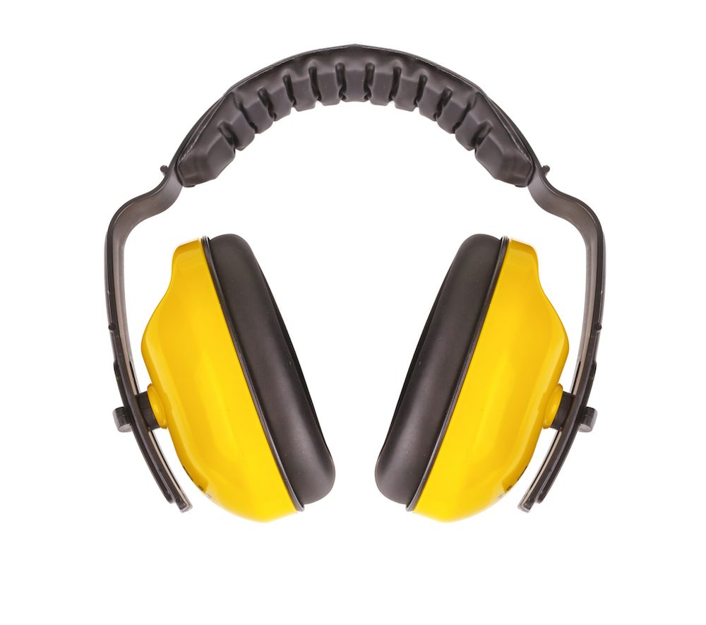 yellow and black hearing protectors