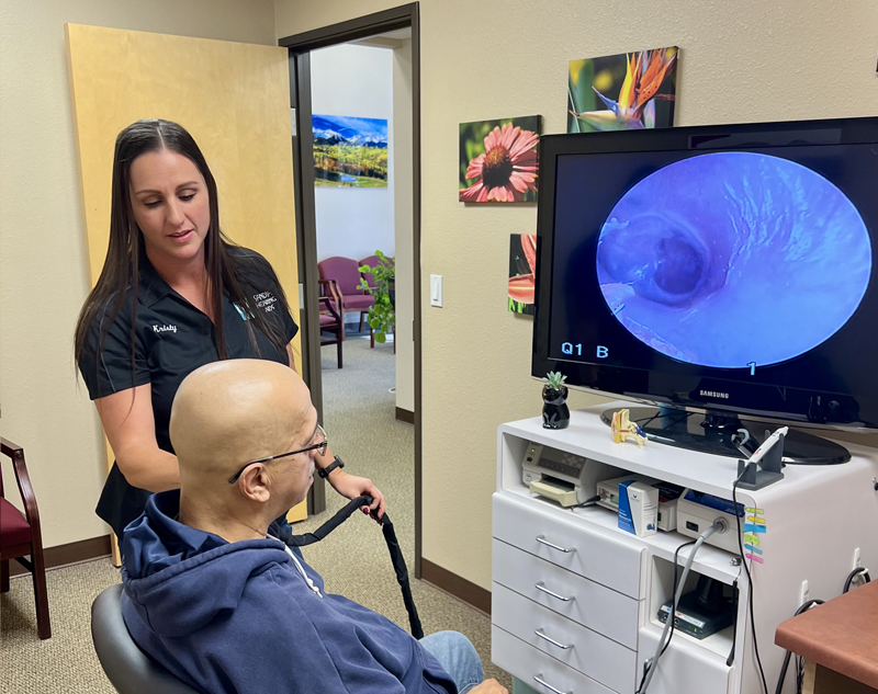 video otoscope exam with patient 1