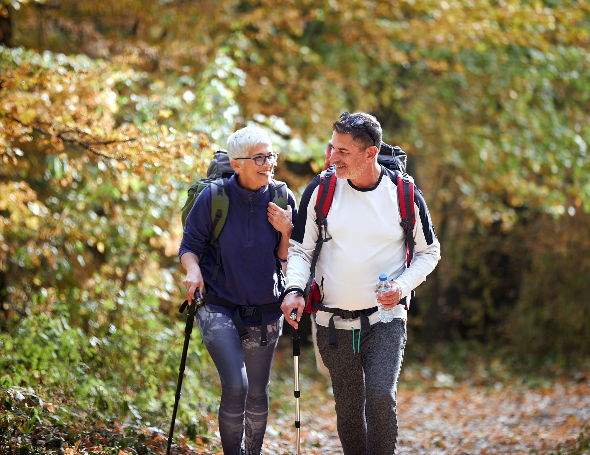 senior couple hiking