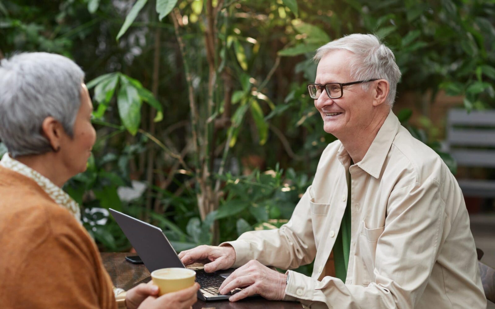 older couple cafe