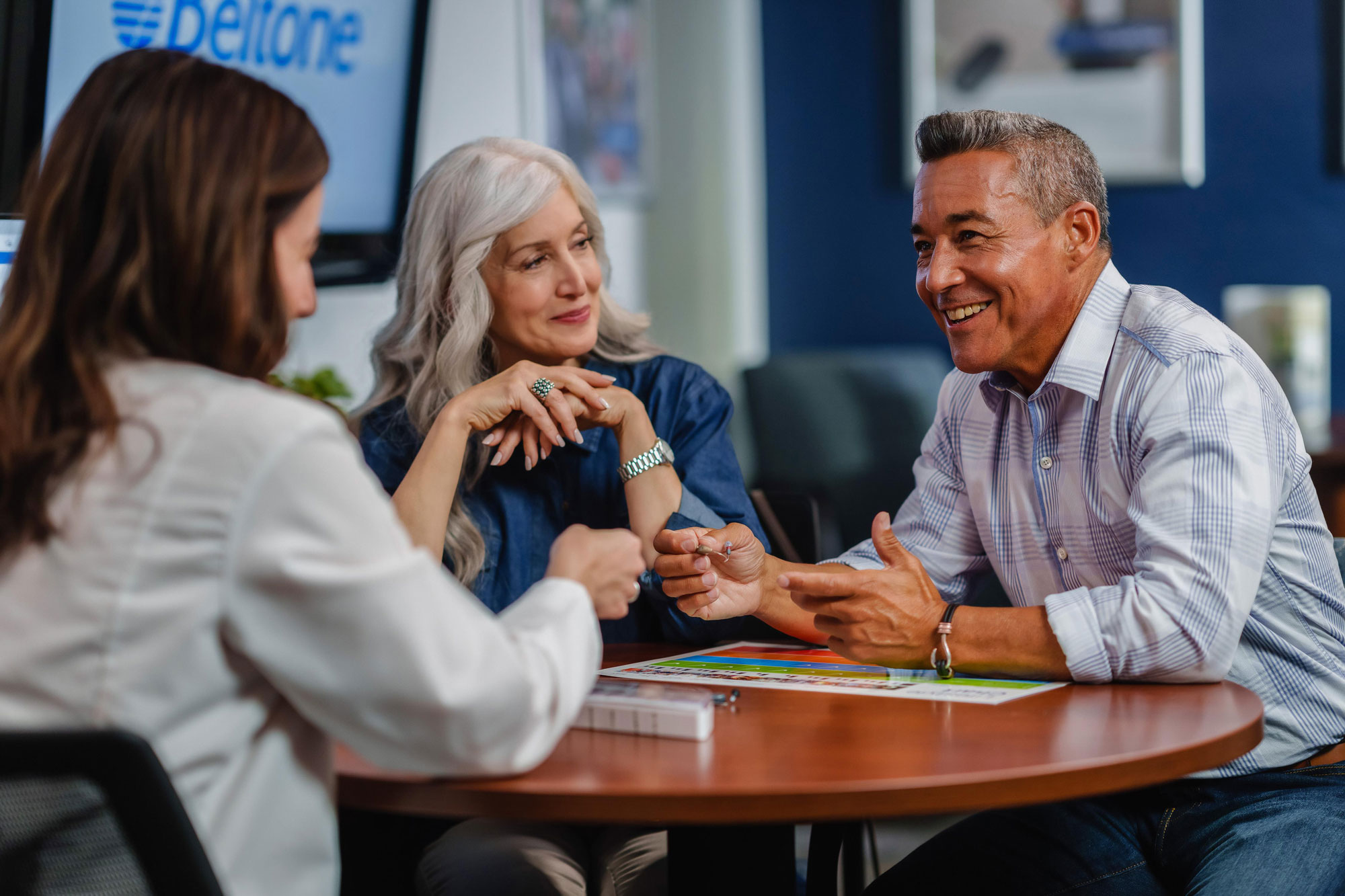 patient consultation with hearing care provider closeup