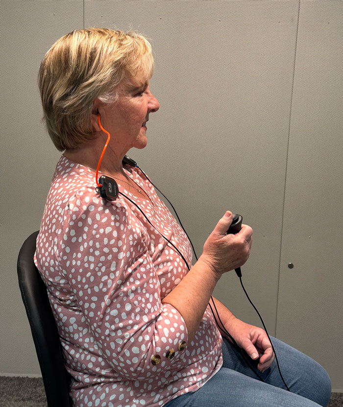 woman taking a hearing test