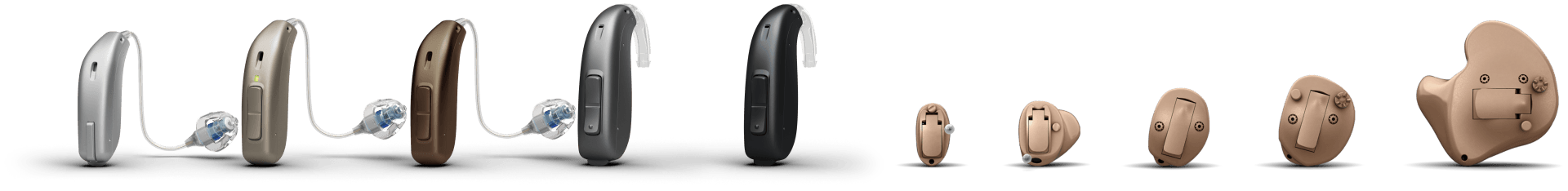 Oticon Ruby BTE 5DiffColors and Siya+ITE C001Beige Product Line up 1920w