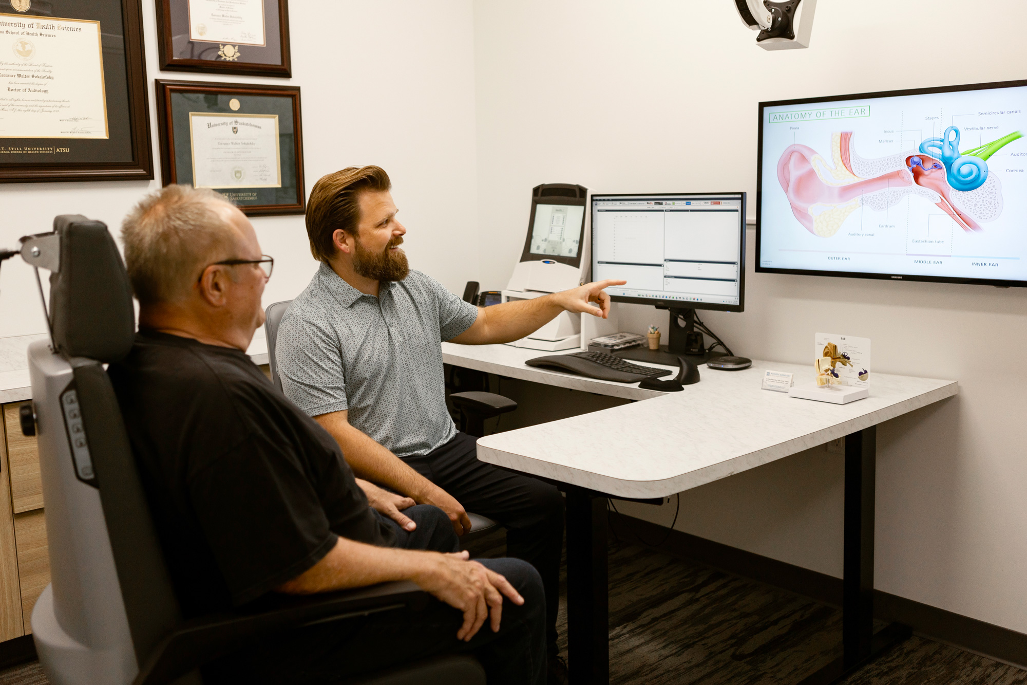 Terry showing male patient hearing test results
