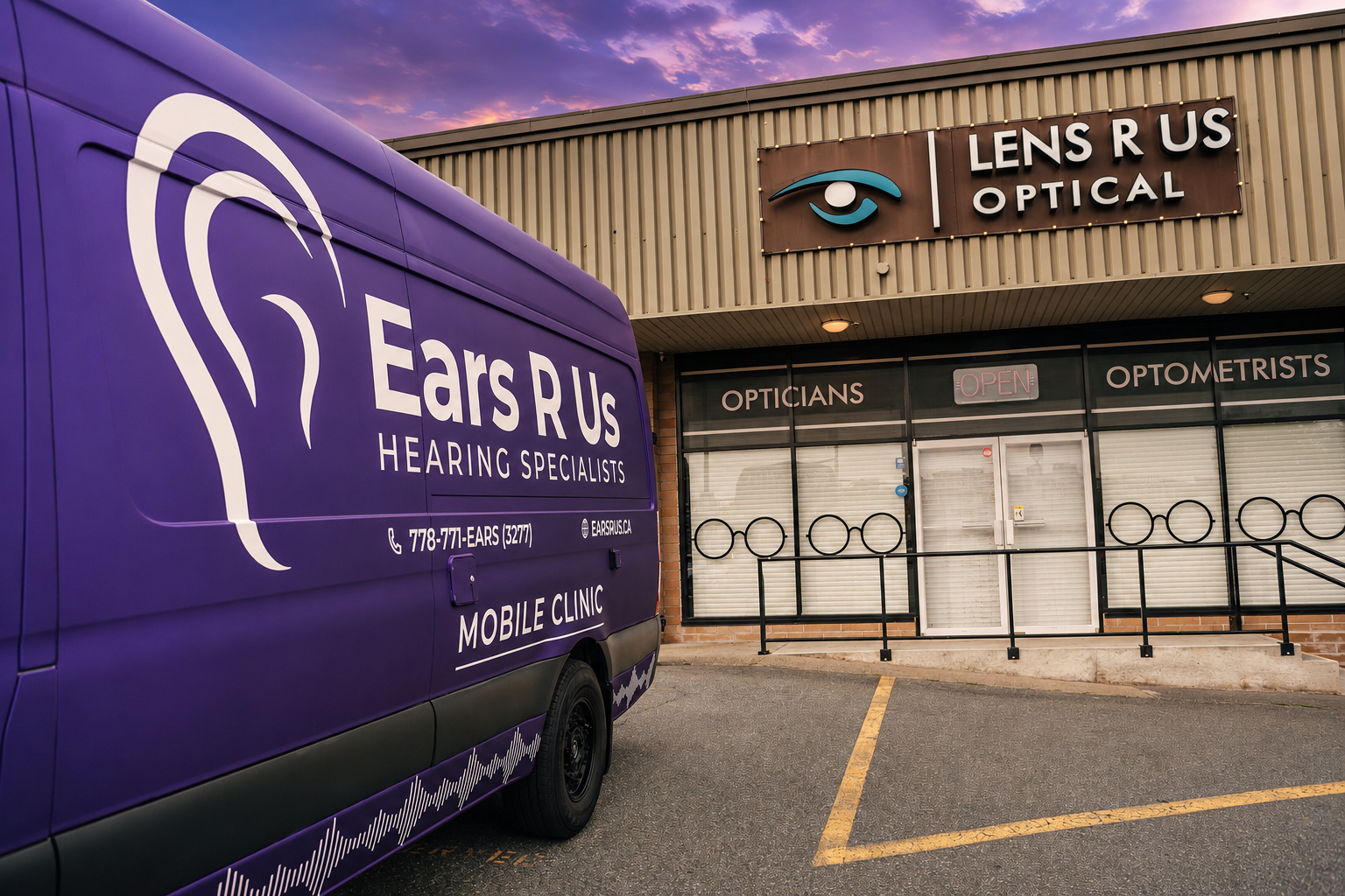 ears r us van in front of lens r us