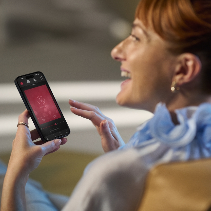 image woman on phone app