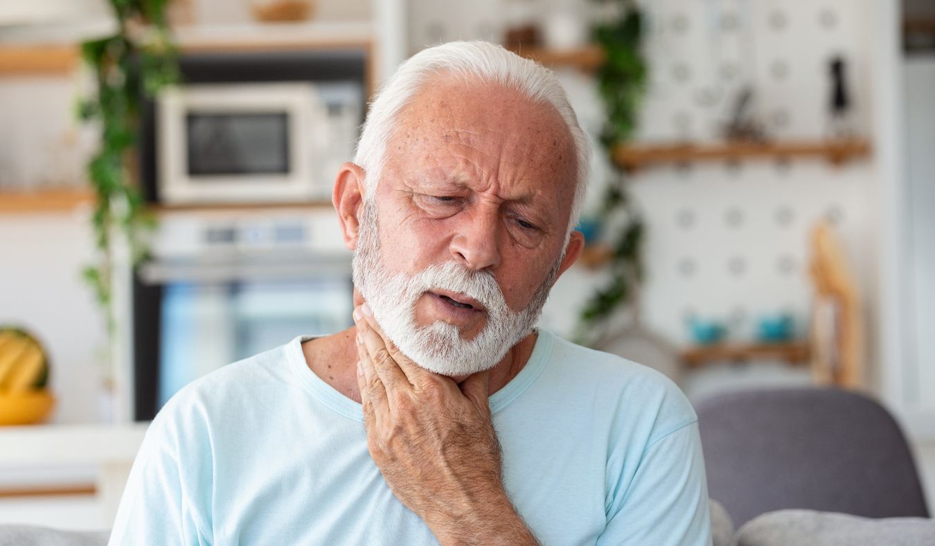 ent throat discomfort senior man