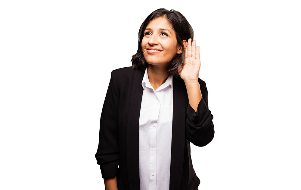 Woman with Hand to Ear