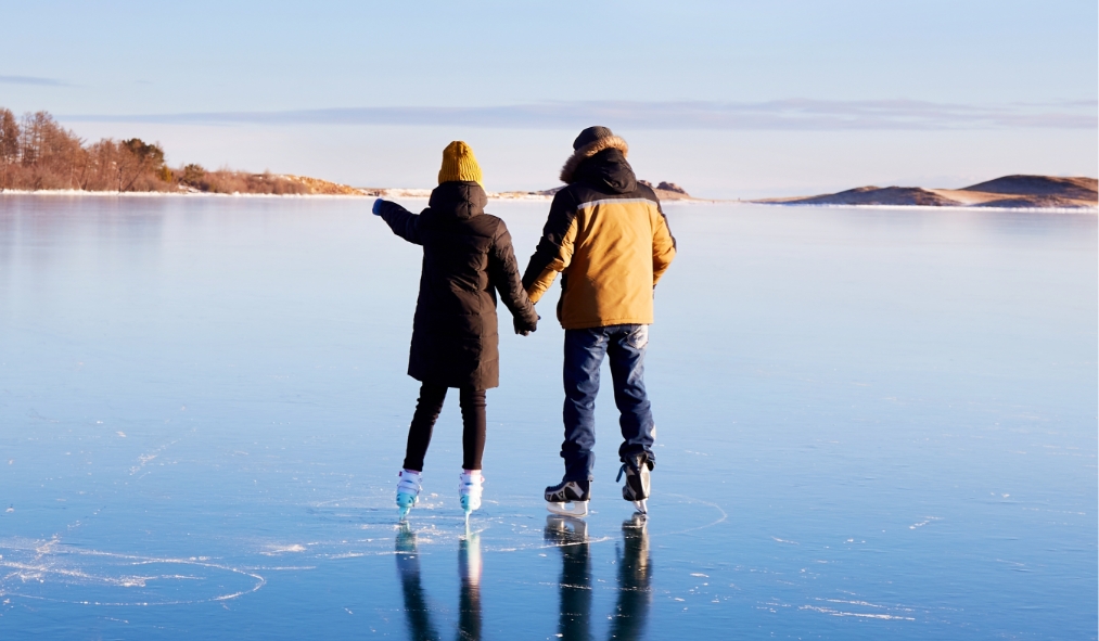 canada alberta frozen lake skating