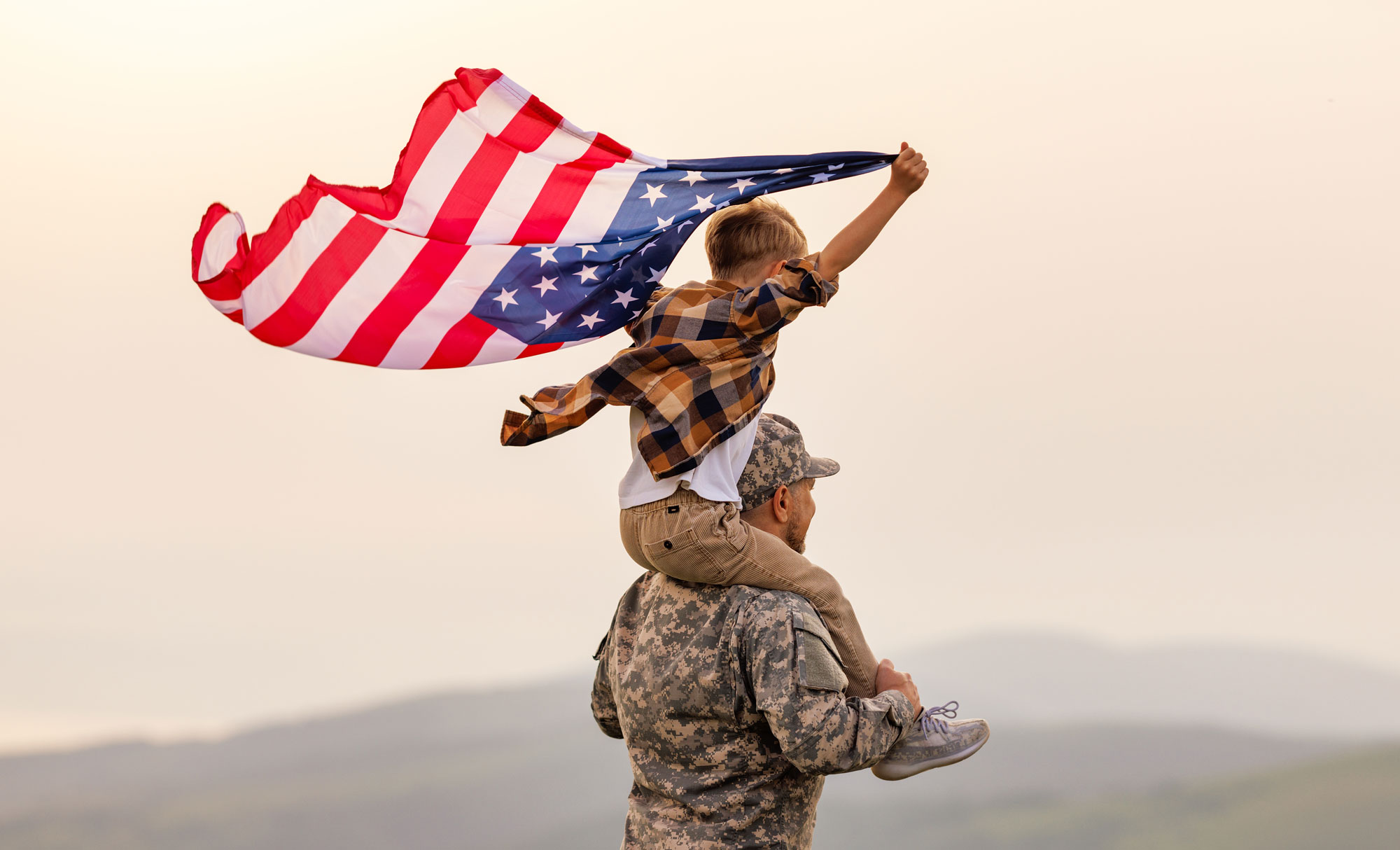 military dad son american flag