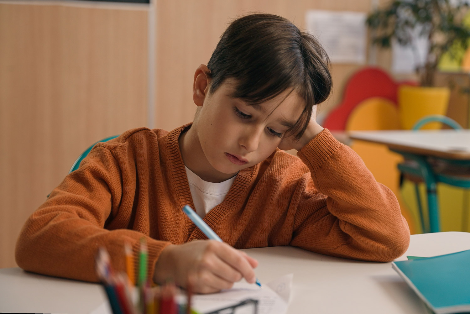 boy in school having trouble following along