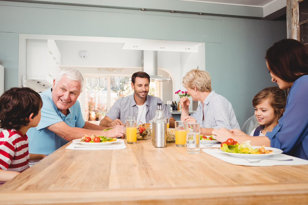 family eating a healthy dinner together