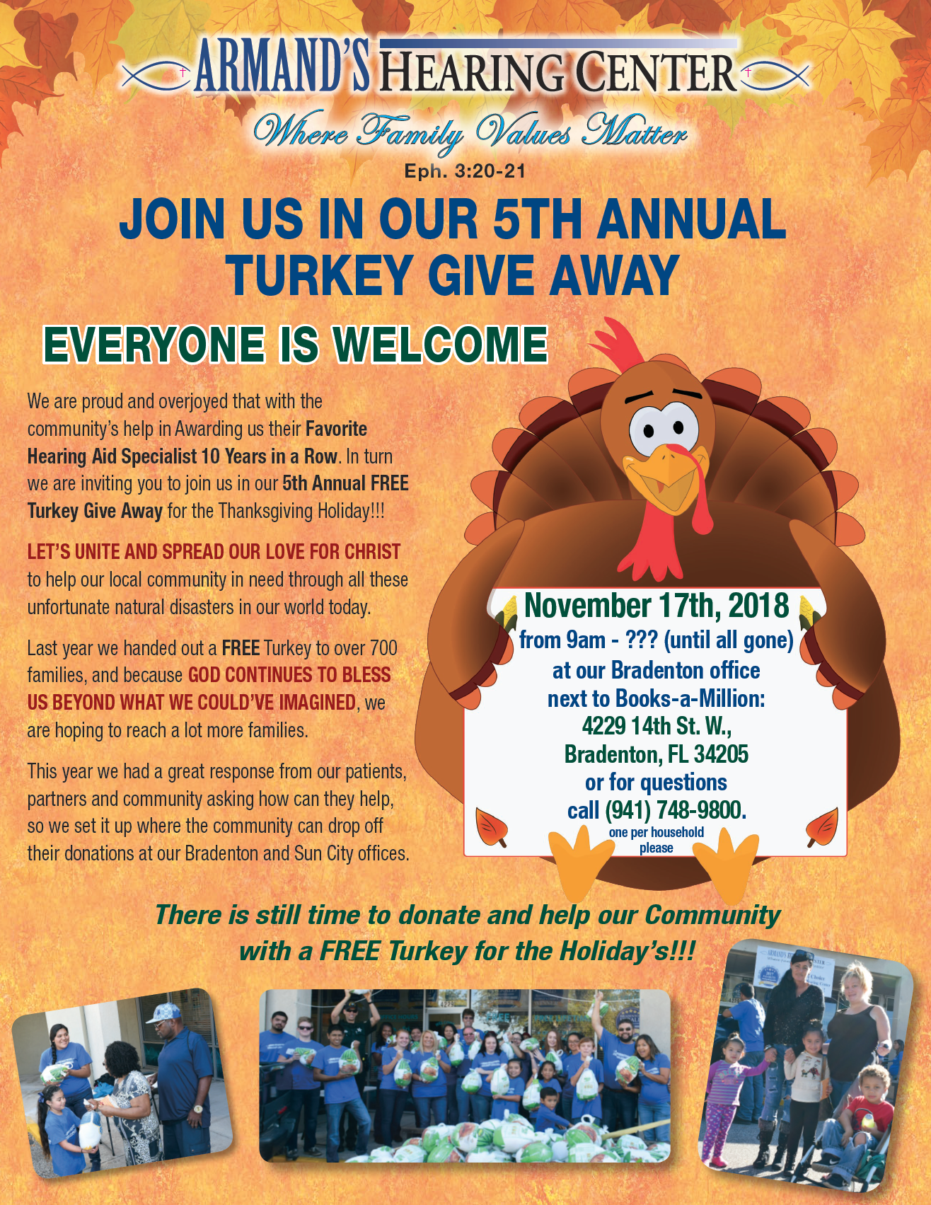 5th ANNUAL TURKEY GIVE AWAY - ARMAND'S HEARING CENTER.png
