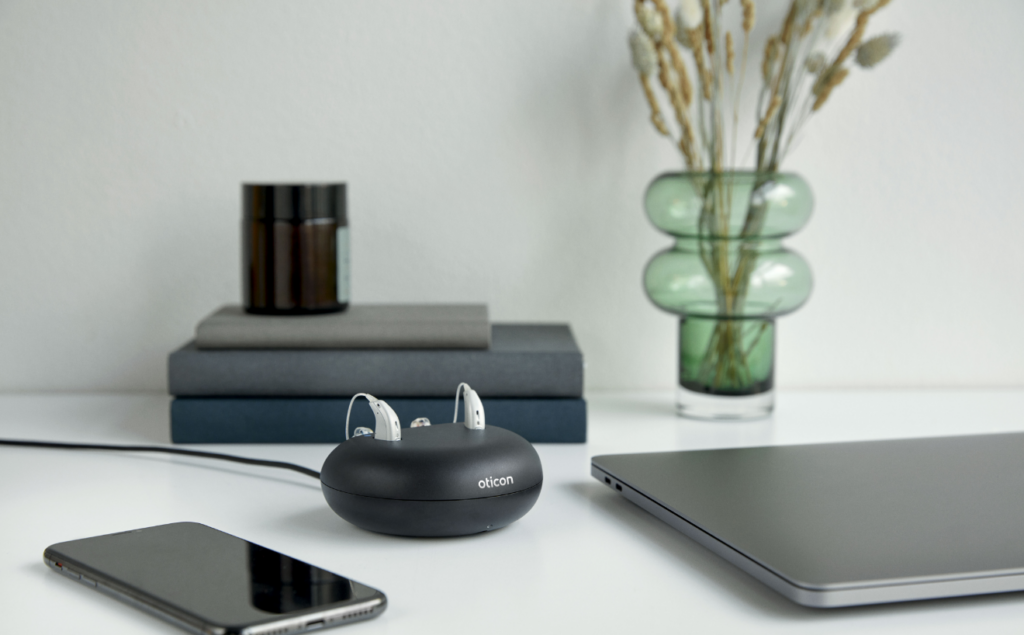 oticon more charger table