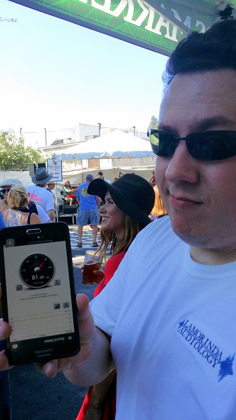 Measuring decibels at the Lafayette Art and Wine Festival