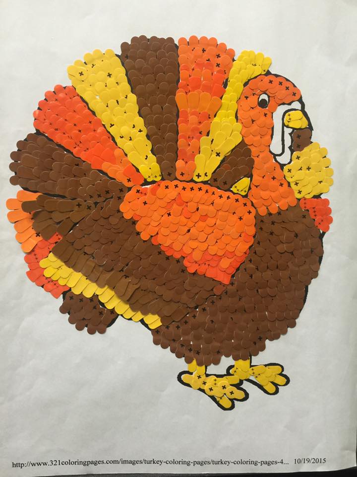 Turkey colored with hearing aid battery tabs, courtesy of Christin Peyerk