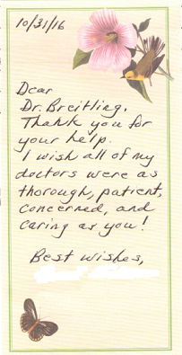 Thank you note Dr. Breitling