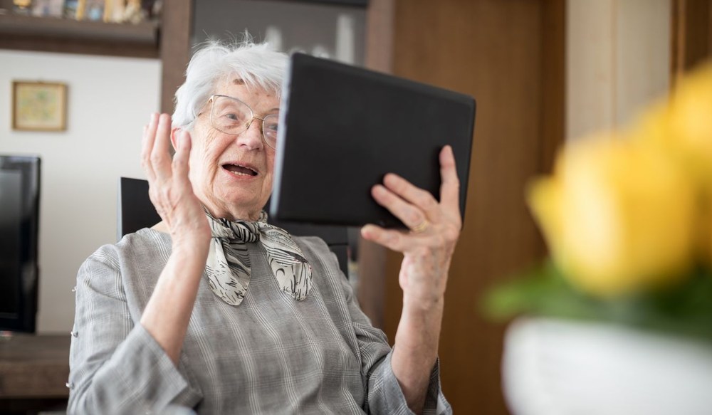 senior woman video chat