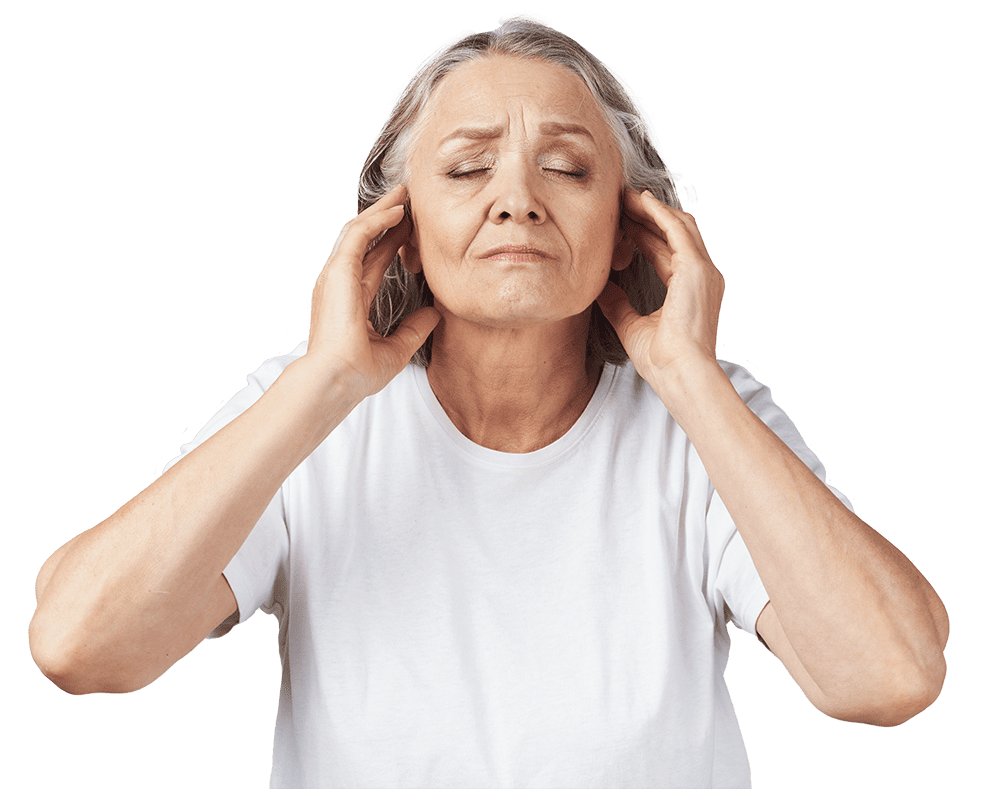 tinntius mature woman holding head