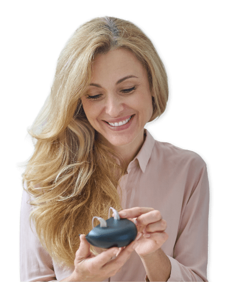 woman with hearing aid woman with hearing aid
