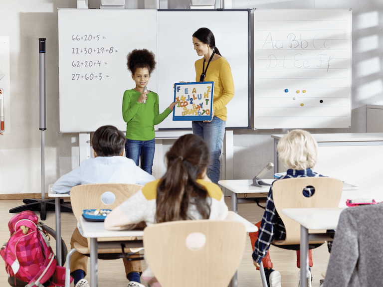 student presenting