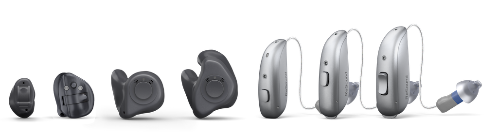 Full line-up of ReSound Sensia hearing aid styles