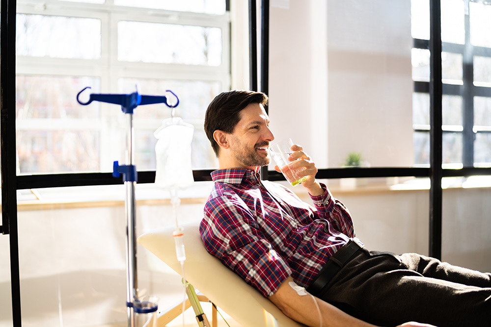 man receiving iv therapy services