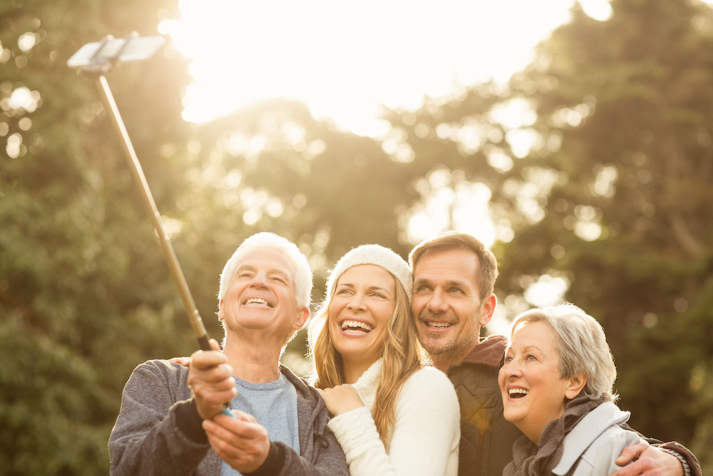 family outside fishing