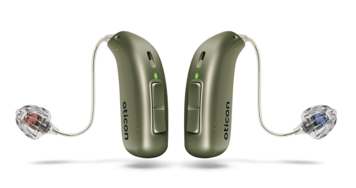 oticon real in olive green square