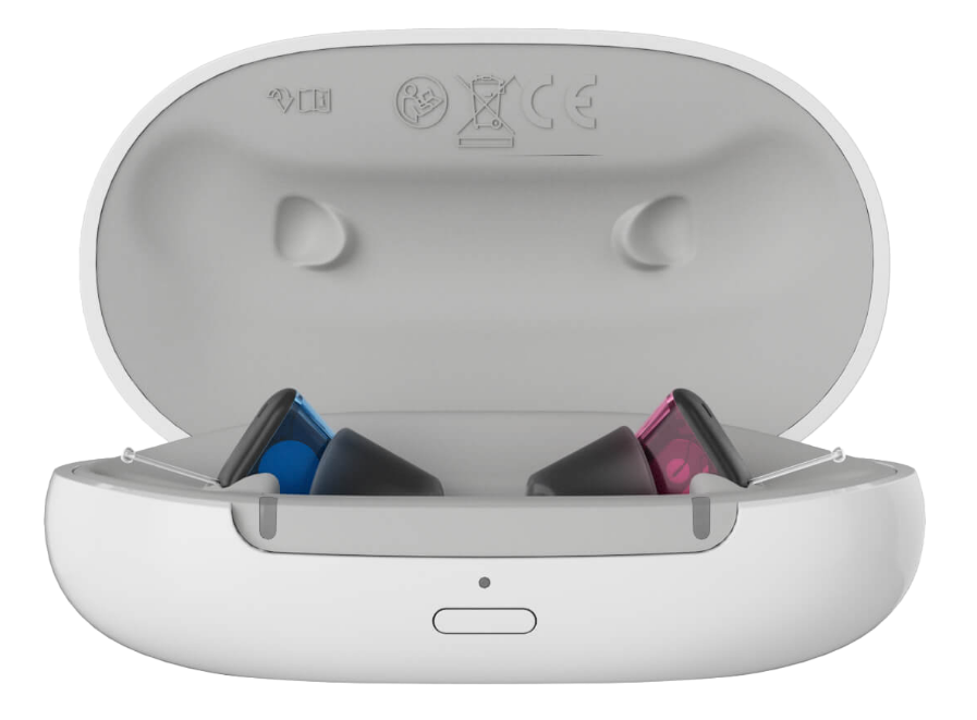 signia silk charge and go IX in charger side view