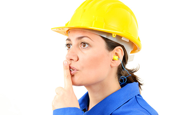 Woman Working with Earplugs