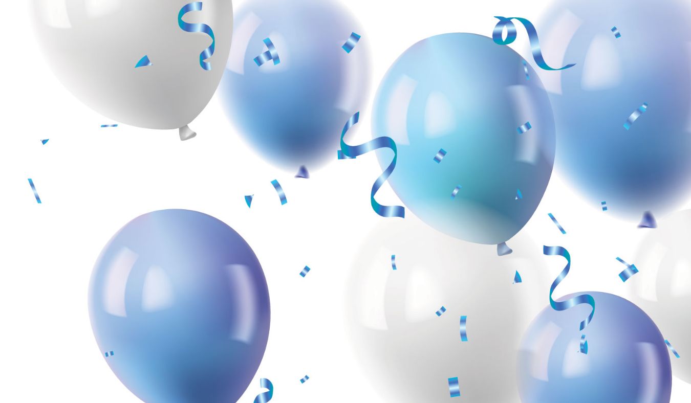 balloons blue silver white