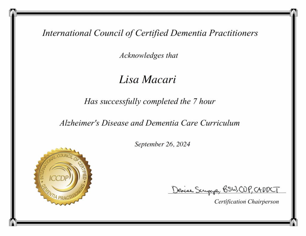 lisa macari iccdp alzheimers disease dementia care curriculumn lisa macari iccdp alzheimers disease dementia care curriculumn