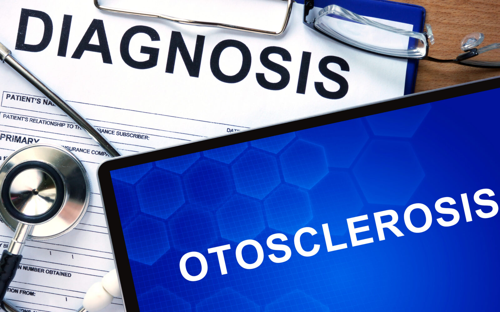Diagnostic form with diagnosis Otosclerosis and pills