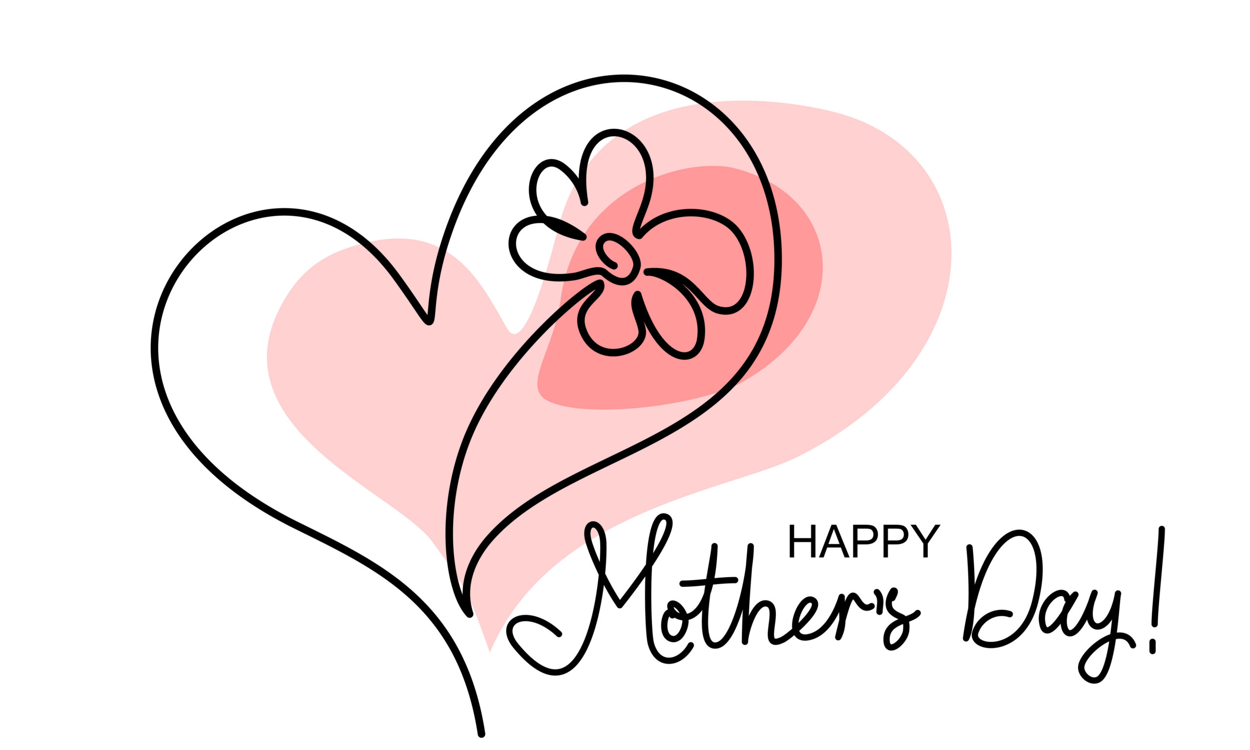Happy Mother day card Flower inside heart Symbol of love, care and happiness