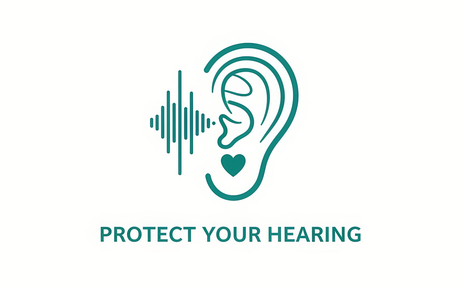 Protect your hearing concept with sound wave and ear graphic for health awareness campaigns