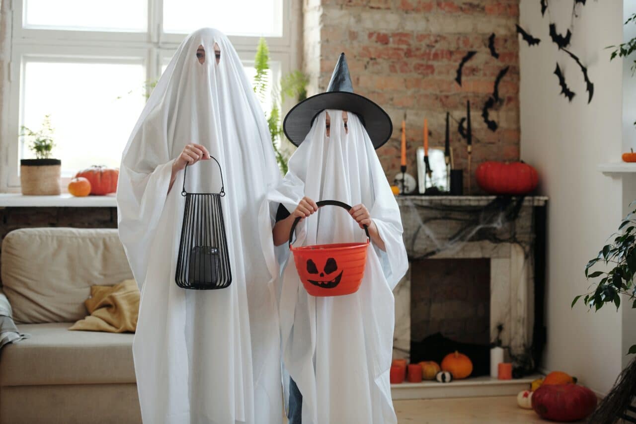 two kids on halloween